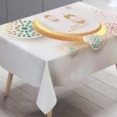 Verkauf Tischdecken Muslim Eid Restaurant Küche Party Dekoration Tuch Mond Sterne Druck Muster Rechteckige Tischdecke