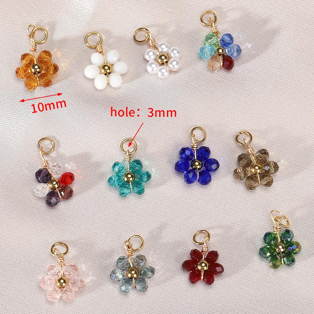 20pcs Stainless Steel Multicolor Flower Crystal Beads ABS Pearl For Jewelry Making DIY Handmade Necklace Bracelet Accessories