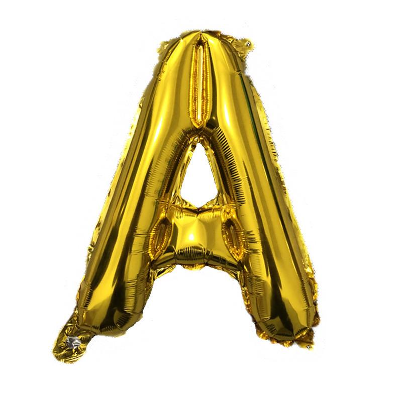 16 Inch Slim Gold Letter Aluminum Foil Balloon Bright Gold Wedding Decoration Film Balloon
