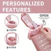 2000ml Frosted Gradient Water Bottle - Large Capacity Plastic Jug with Straw & Detachable Lid,Portable Fitness Bottle for Sports