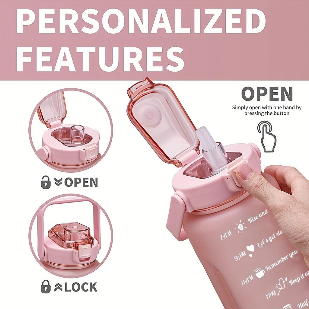 2000ml Frosted Gradient Water Bottle - Large Capacity Plastic Jug with Straw & Detachable Lid,Portable Fitness Bottle for Sports