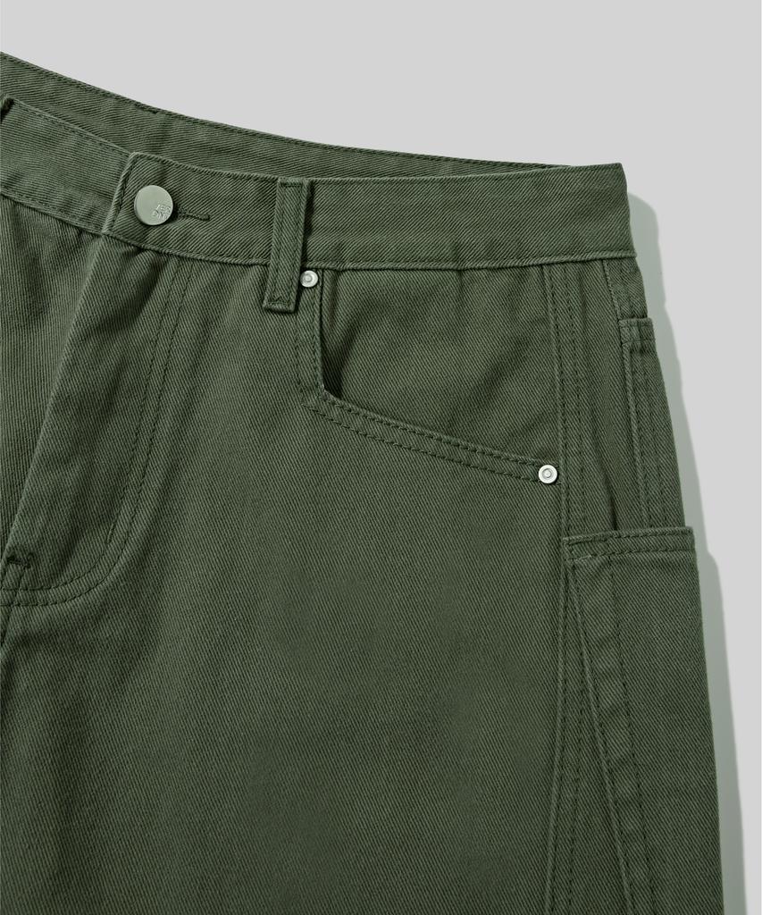 Beodeonteu Cut-Out Layered Cargo Wide Cotton Pants [Khaki]