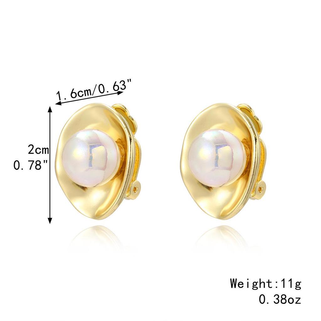 Baroque Pearl Clip-On Earrings for Women Without Pierced Ears