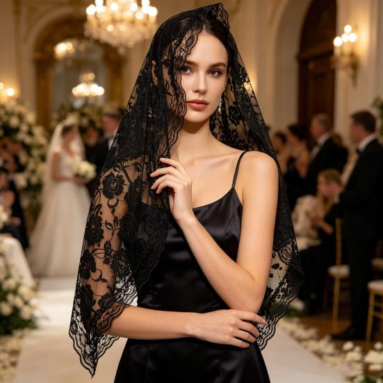 Women Veil 1-Tier Wedding Veil with Exquisite Lace Binding Romantic Bridal Headpiece for Church Ceremonies Engagement Banquets