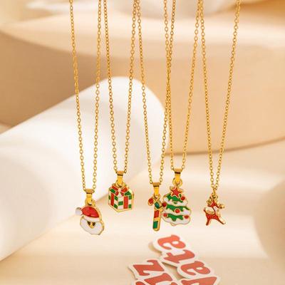Cross-border Titanium Steel Christmas Necklace: Santa Claus, Star, and Reindeer Clavicle Chain - Light Luxury High-end Fashion Jewelry