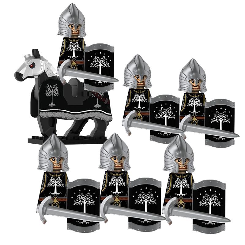 MOC Medieval Lion King Castle Knight Building Blocks Figure Accessories War Horse Cavalry Warrior Crusaders Toy Gift Bricks N029