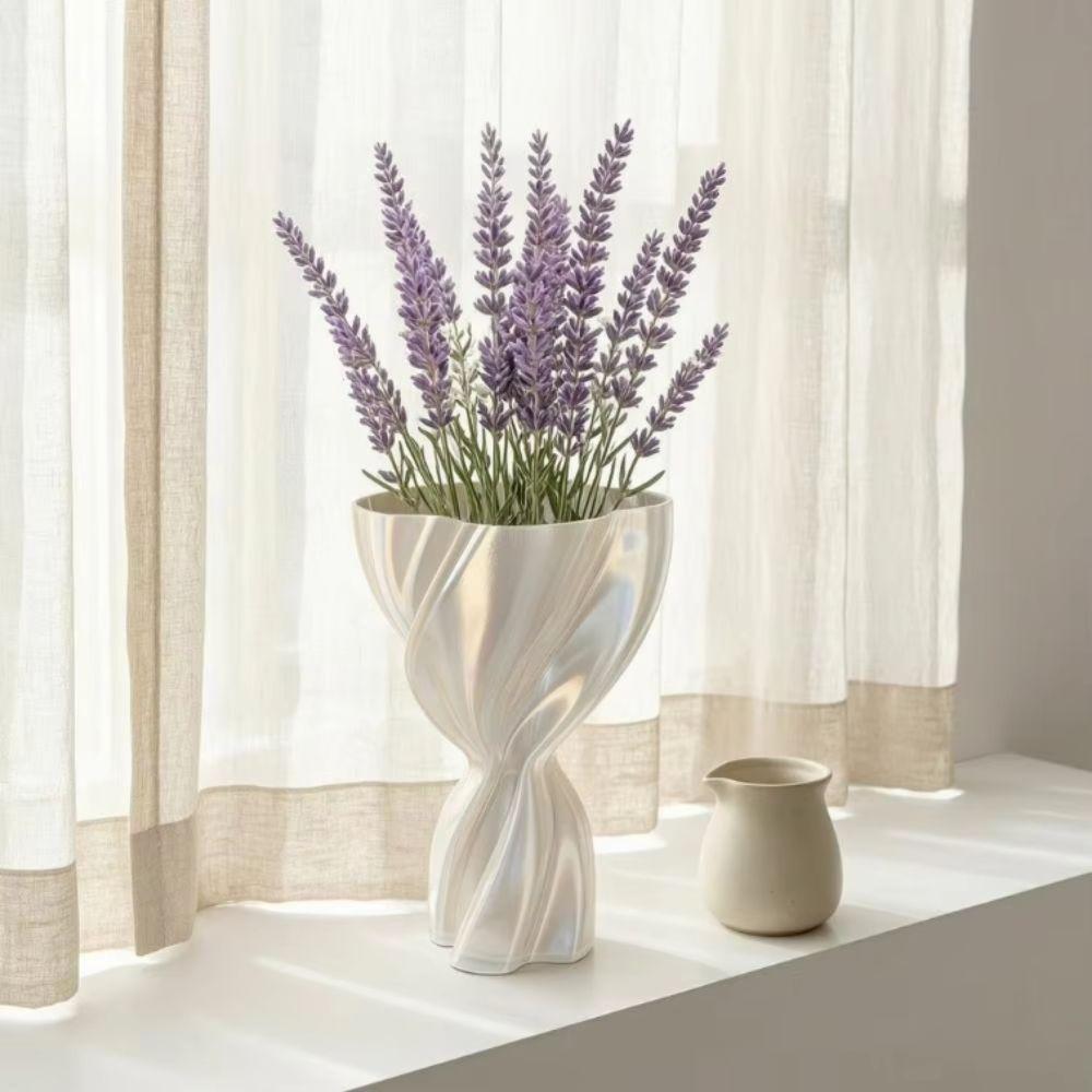3d Printed Flower Holder Silk Texture Flower Display Container Nordic Style Desktop Ornament Room