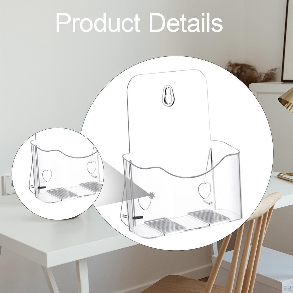 Acrylic Brochure Holder Clear Display Stand Magazines Table Countertop Desk or Wall Mount Organizer