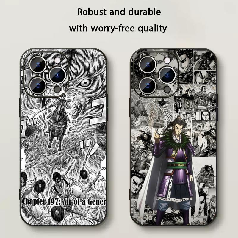 Kingdom Kanki Japan Anime Pattern Phone Case For iPhone 17 16 16e 15 14 13 12 Plus Mini Pro Max Soft Black Shockproof Cover
