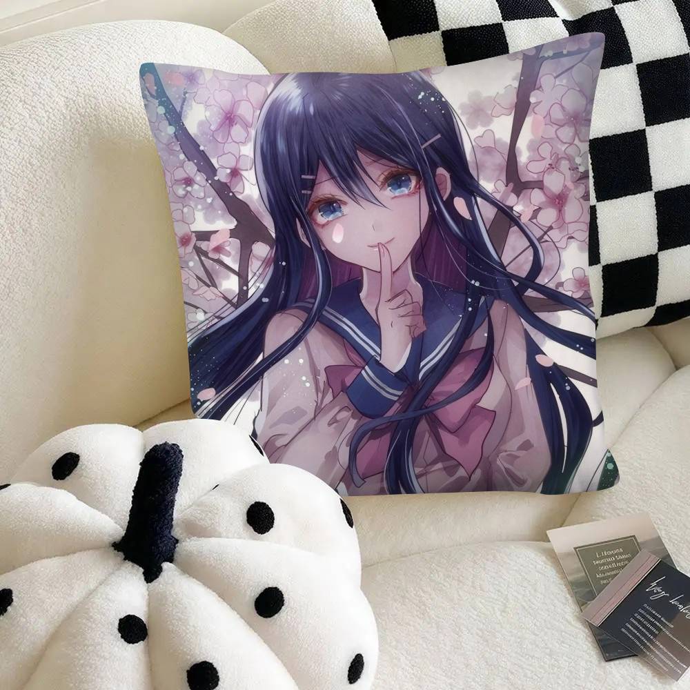 

Maizono Sayaka Hot Anime Game Danganronpa Pillow Case Square Pillow Bedroom Sofa Leisure Comfort Cushion Car Home Decoration 40cm x 40cm