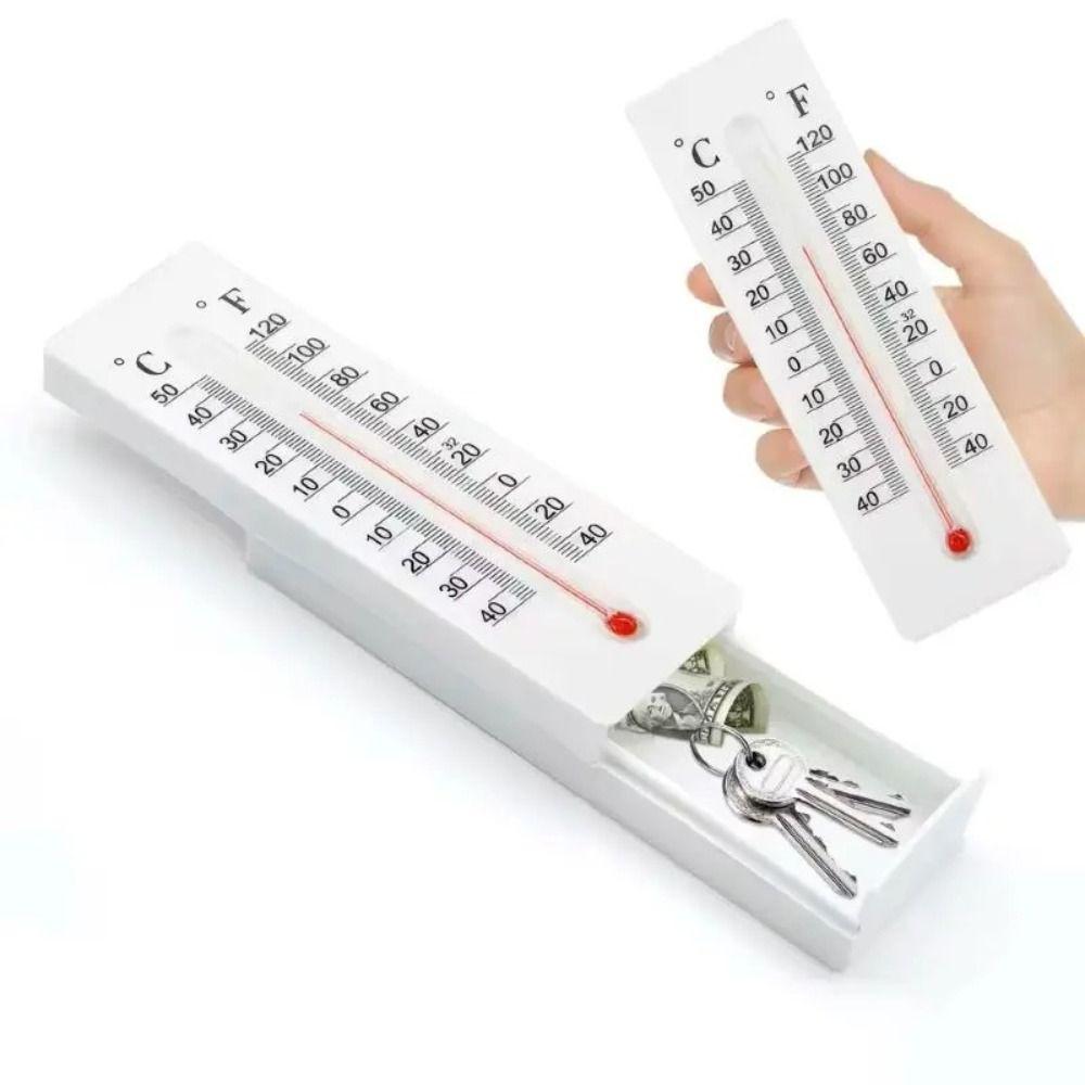 Plastic Hidden Thermometer Container Thermometer Decorate White Diversion Compartment Storage Compartment Hide Container Outdoor