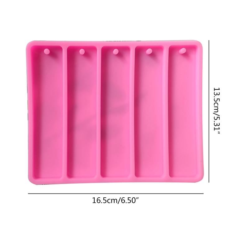 Bookmark Mould Rectangle Silicone Mold Making Epoxy Resin Jewelry Art Craft Hanging Hole Tool for Craft Making 5 In 1