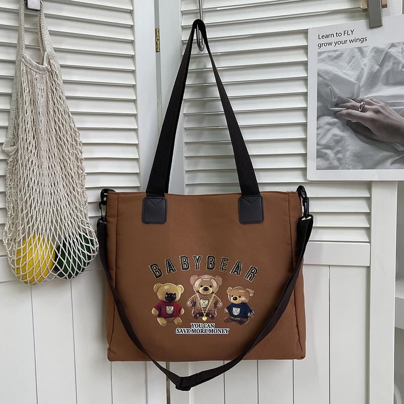 Bolso Tote de Lona Oxford para Mujer con Estampado de Letras Suave para Hombro Uso Diario