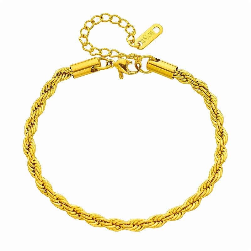 Fashion Vintage Twisted Titanium Steel Cable Chain Necklace Bracelet Woven Jewelry Set