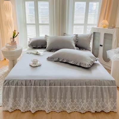 Gonna da letto in pizzo Copriletto di lusso per principessa ragazza Queen King Size Lenzuola con angoli a molle Coprimaterasso Biancheria da letto retrò con gonna