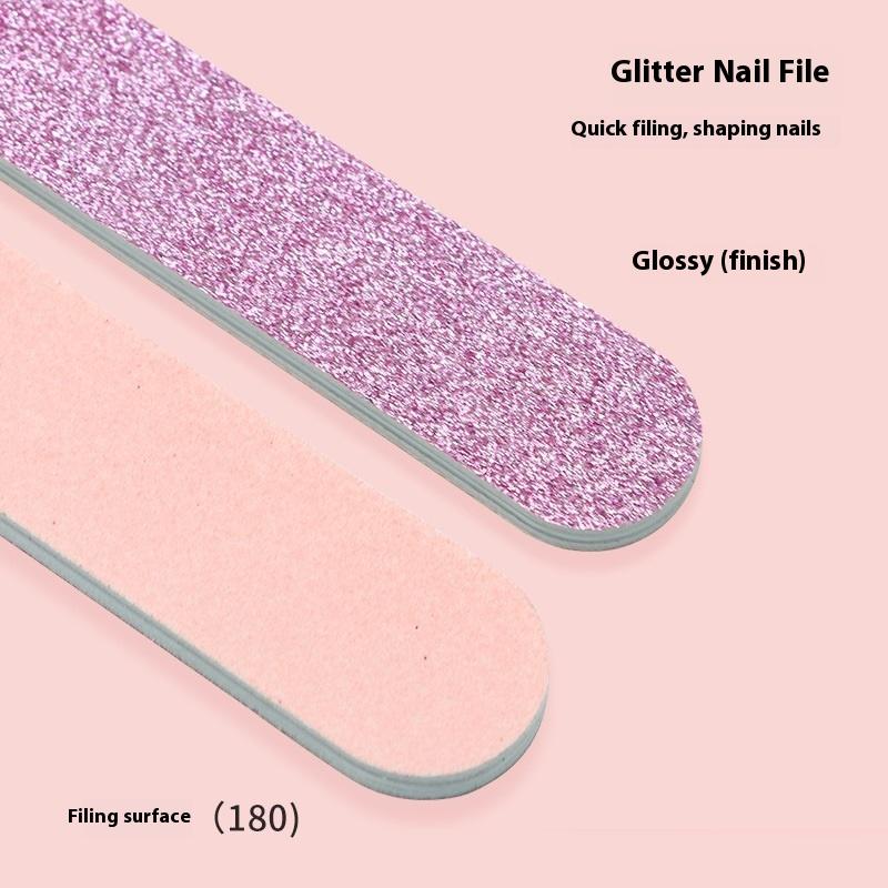 8/12 Pcs Glitter Nail Care Kit - Heart-Shaped Buffer, Crystal Rod, And Double-Sided File For Nail Art And Pedicures