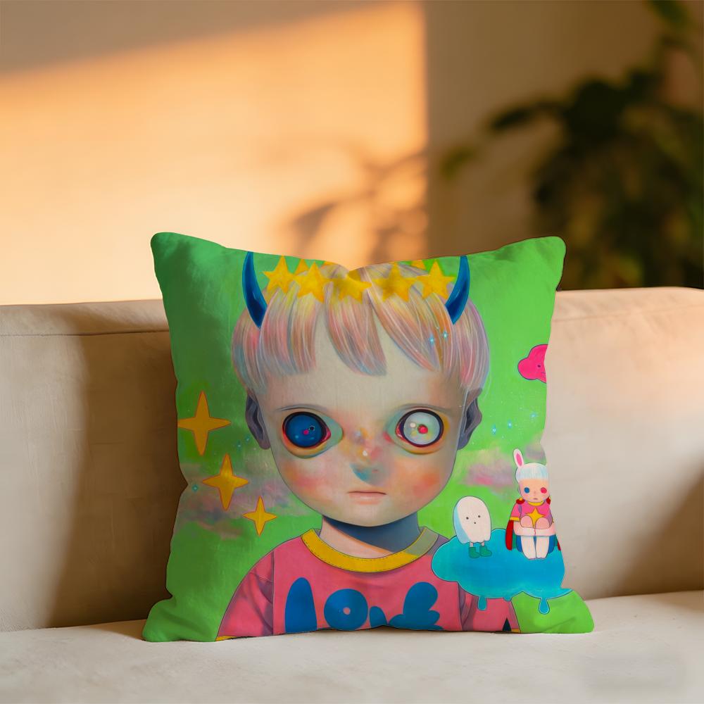 Hikari Shimodacute Boy HHikari Shimoda IllustrationS Cushion Cover Cozy Velvet Throw PillowSoft Warm Cushion For Sofa  Bed