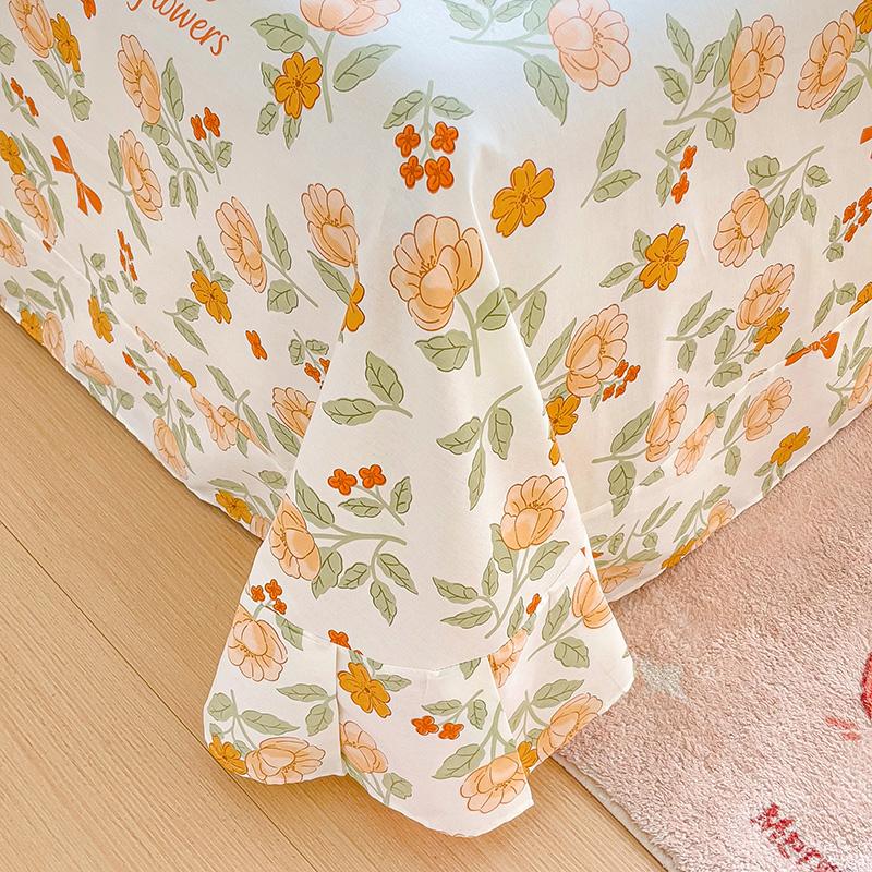 100% Cotton Floral Printing Bed Sheet Comfortable Skin Friendly Queen Flat Sheets for Bed High Quality Pure Cotton Bedsheet King