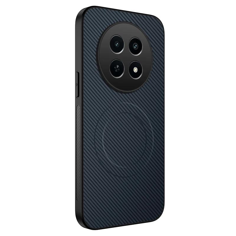 Magnetic Silicone Case for Realme 12X 13 12 Pro Plus 5G 4G Wireless Charging Carbon Fiber PU Anti-Drop Soft Cover Phone Cases