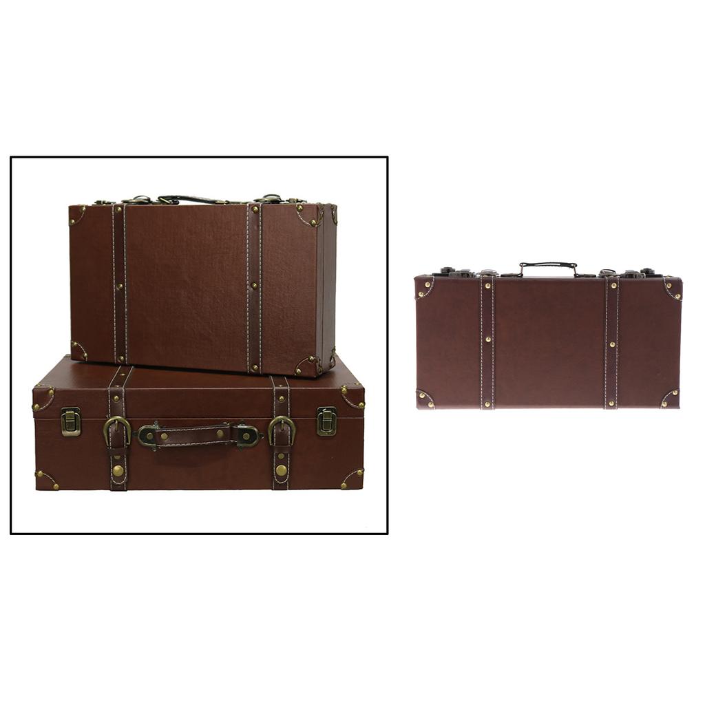 Leatner Suitcase British Decorative Travel Luggage Case Storage Box with Lock Wedding Decorations
