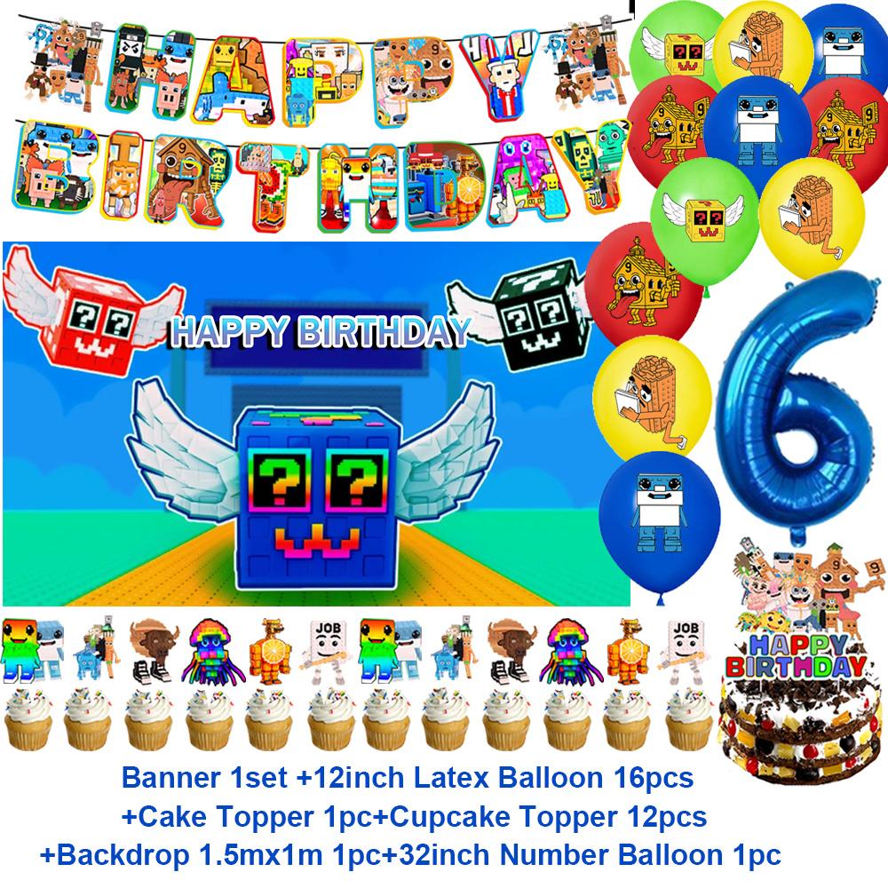 Steal N Catch The Brainrot Birthday Party Decorations Number Balloon Cake Topper Popular Game Background Party Supplies Kid Gift