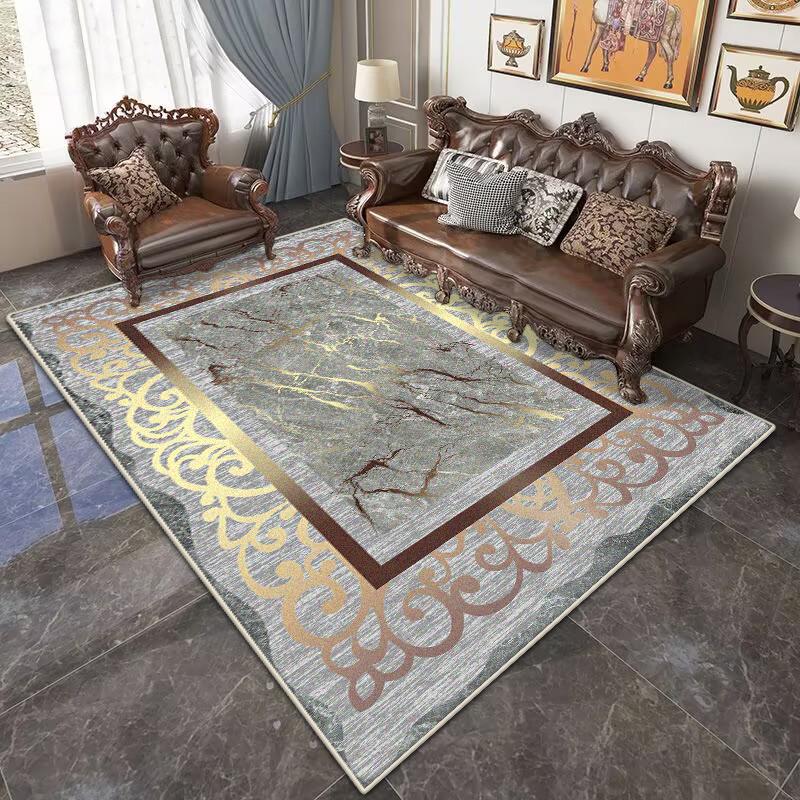 Großer Wohnzimmerteppich im chinesischen Stil, waschbare Dekoration, Schlafzimmer, Luxus, Gold, große Flächenteppiche, Lounge-Teppich, rutschfeste Matte für Kinder