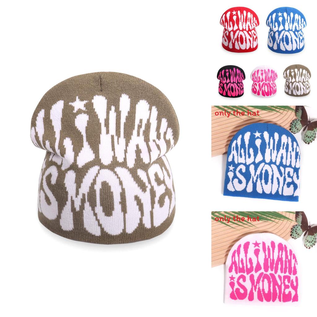 Unisex Acrylic Knit Hatwith Letter Embroidery For Fall Outdoor Activities