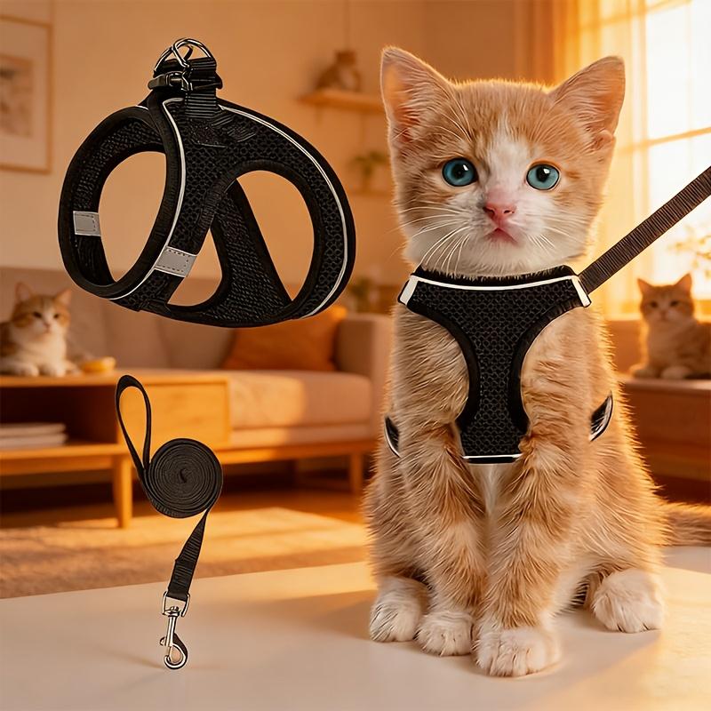 1PCS Anti-Escape Cat Harness and Leash Set Reflective Soft Mesh Vest