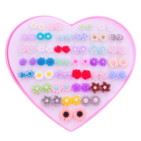 36 par kolczyków damskich w kształcie kolczyków, lśniących, wielokolorowych, z kreskówek, bez uszkodzeń, dekoracyjnych, ze stali nierdzewnej