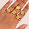E.B.belle Engrave Jewelry Gift Minimalist Letter Word Suqare Stainless Steel Ring Water Resistant Gold Ring Plated For Women