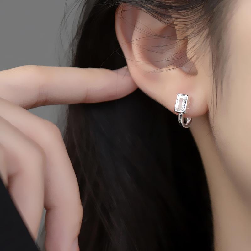 Minimalist Geometric White Zircon Earrings For Women Girl Korean Jewelry Ladies Gift Party