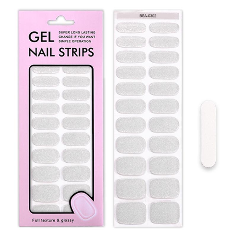 Waterproof Super Sparkle Gel Nail Stickers (Solid Color, UV-Free, No Lamp Required)