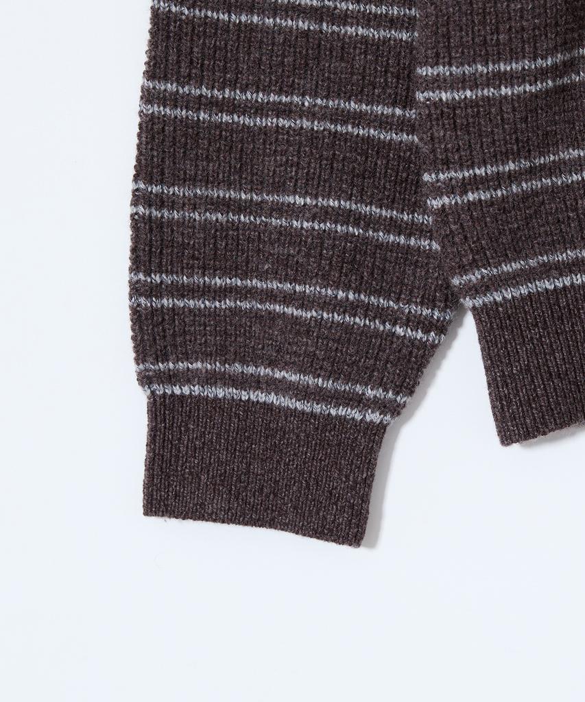 HORLISUN Casey Border Knit Pullover Melange Brown
