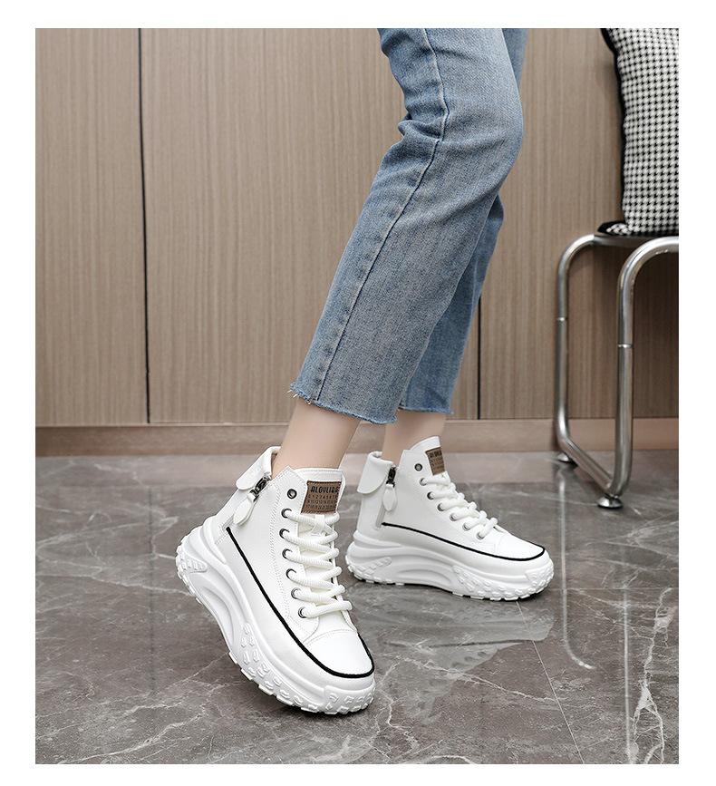 Women's Thick-soled Boots Wedge Heel Lace-up Decorative Women's Shoes Fashion Winter Women's Boots Vulcanized Shoes Modern Boots