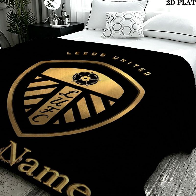 1PC Leeds United Custom Name Patterned Flannel Blanket Suitable For All Seasons for Home Decor Warmth and Comfort Gifts Holiday Present