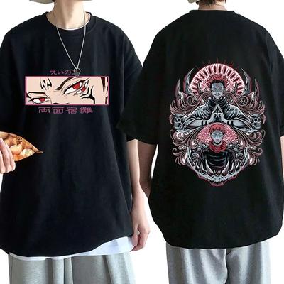 Anime japonais Jujutsu Kaisen Ryomen Sukuna T-shirts Unisexga T-shirt imprimé graphique coton manches courtes T-shirt surdimensionné Harajuku