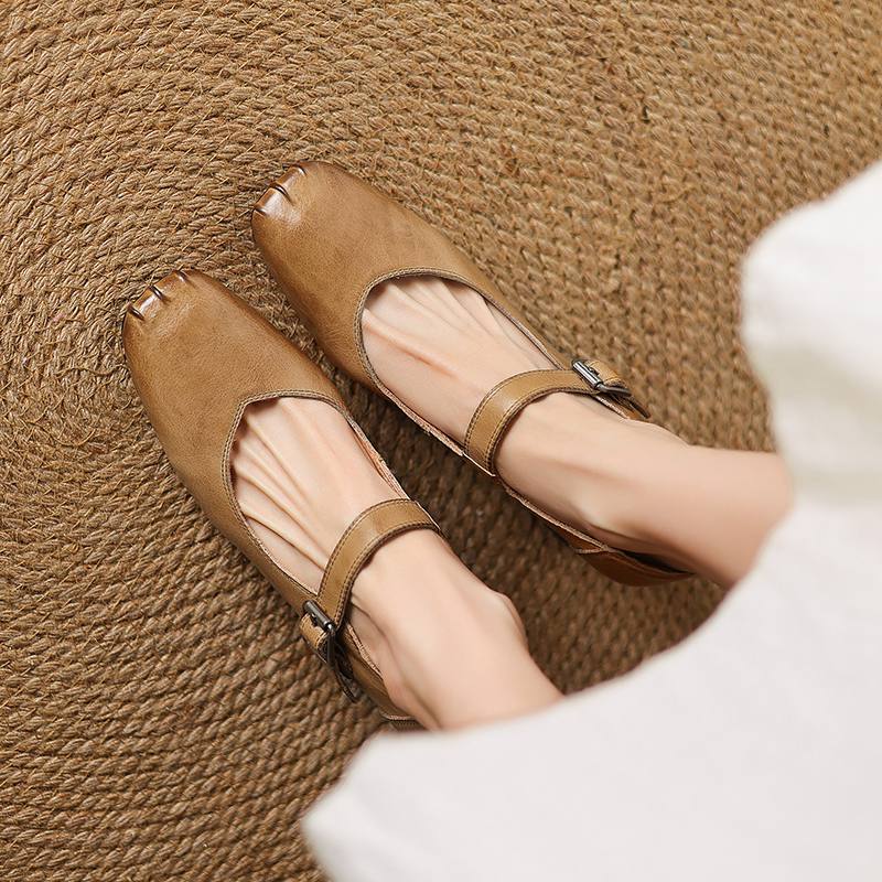 Krazing Pot Módní jarní a podzimní boty s hrubým podpatkem a přezkami, dámské boty Mary Janes s čtvercovou špičkou a lodičky z kravské kůže