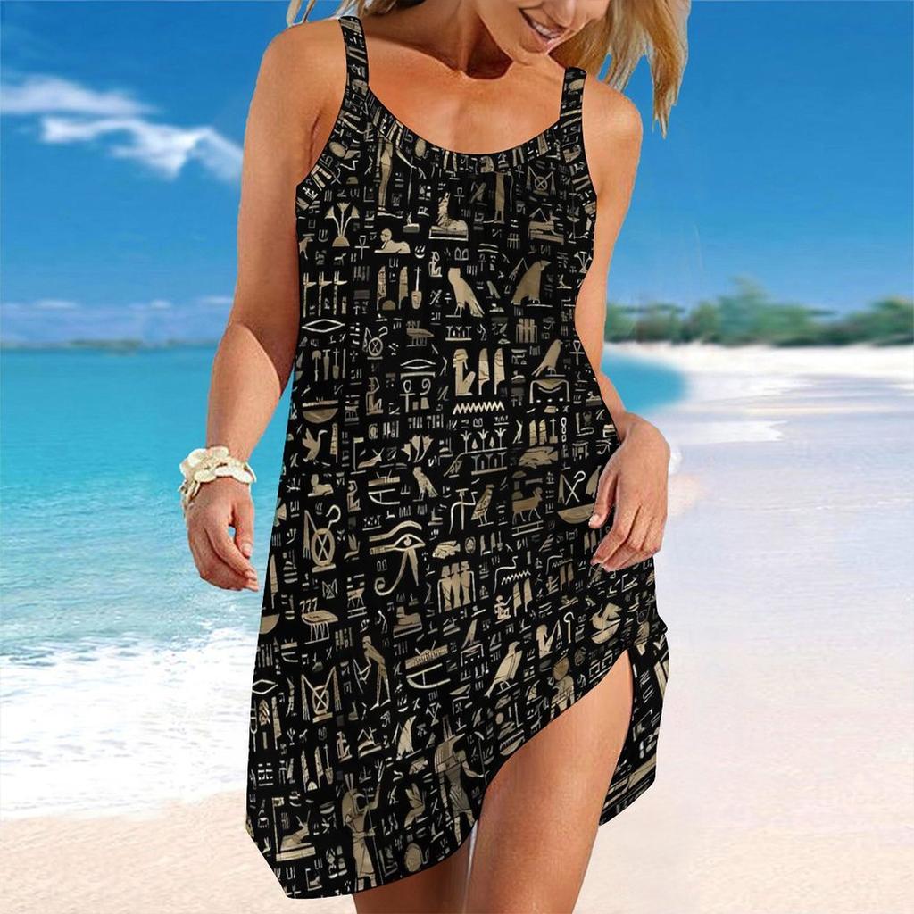 Women's Beach Dress Mini Dress Retro Print Casual Modern Dress Sleeveless Loose Fit Outdoor Daily Summer