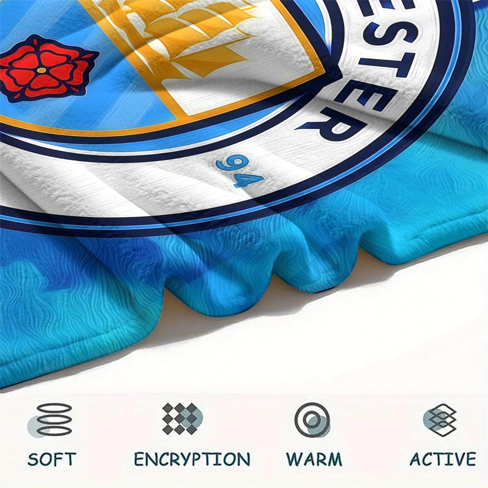 Man City Flannel Blanket, High quality Comfortable for All Seasons, Home Decor, Warmth and Comfort