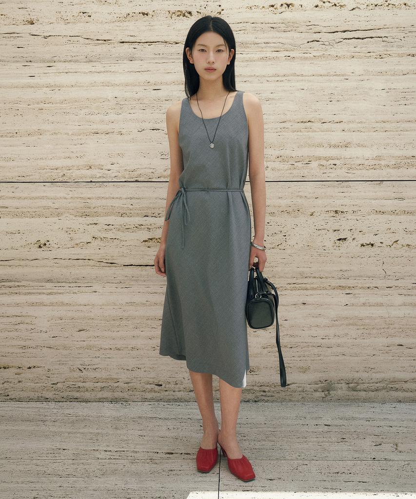Siyajyu Sia8045 Classic Drape Long Dress_Melange Gray