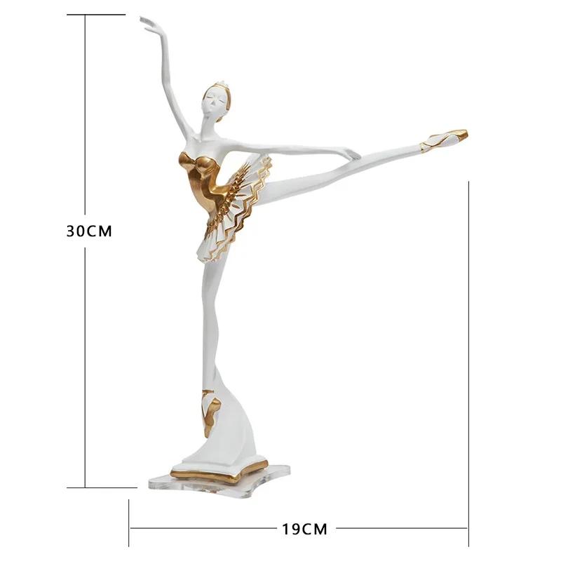European Resin Dancer Ballet Girl Sculpture Porch Decoration Art Figure Statue Handicraft Painting Gold Figurine Home Decor