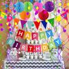 Happy Birthday Banner With Colorful Paper Flag Bunting Paper Circle Confetti Garland Swirl Streamers Honeycomb ball for Birthday Party Decorations