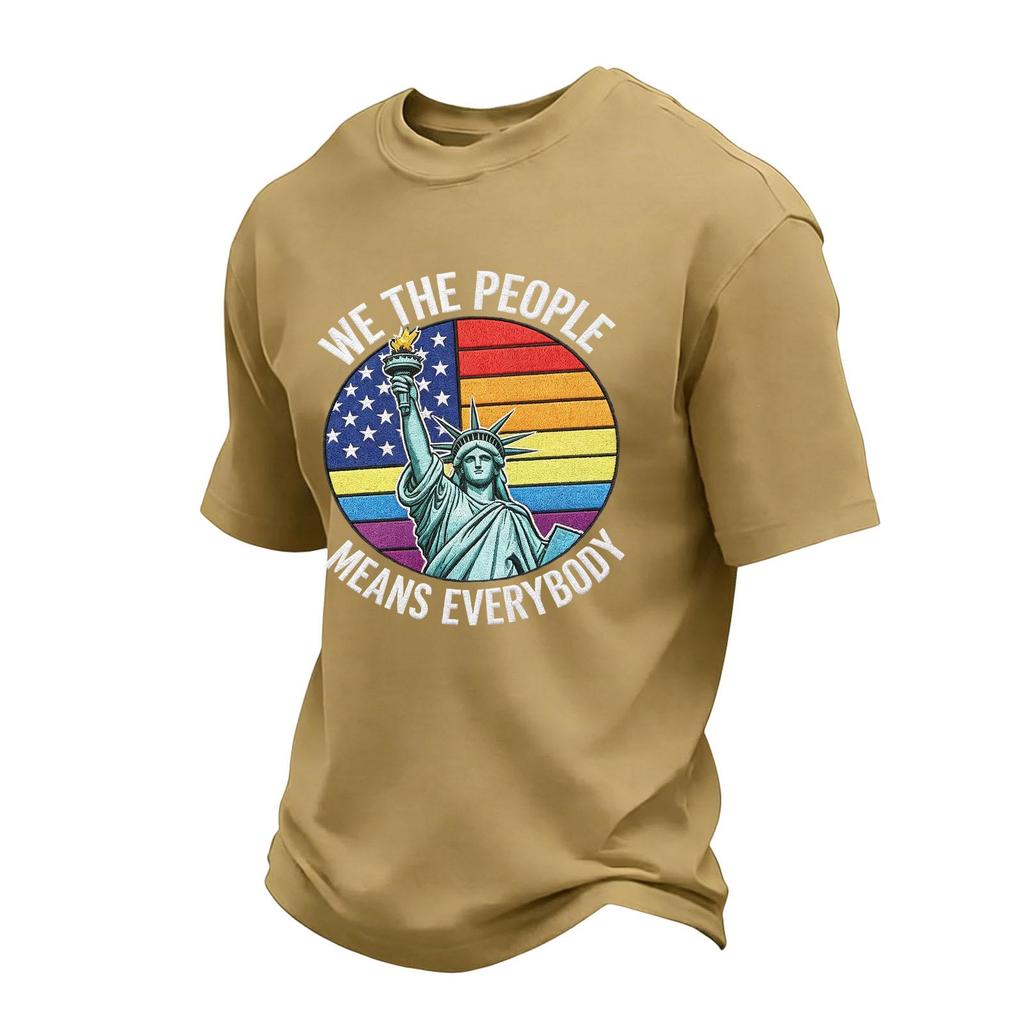 Men's Casual Short Sleeve Crew Neck T-Shirt Independence Day Graphic Print We The People Means Everybody Cotton Blend Top