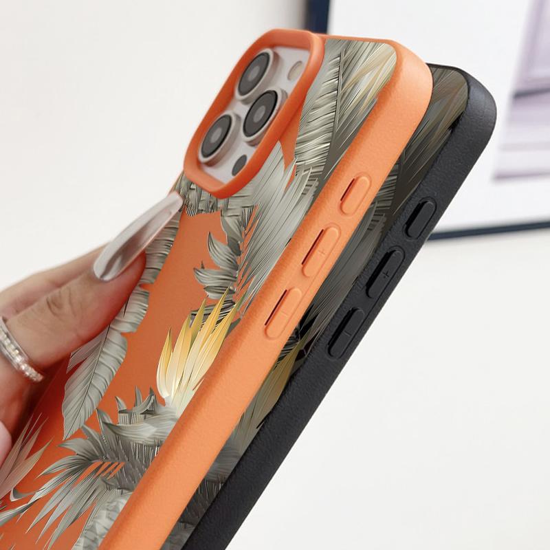 Capa de TPU Macio Para iPhone 16 16e 15 Pro Max 14 13 12 11 Folhas Secas Estampadas À Prova de Choque Silicone Macio Capa de Telefone