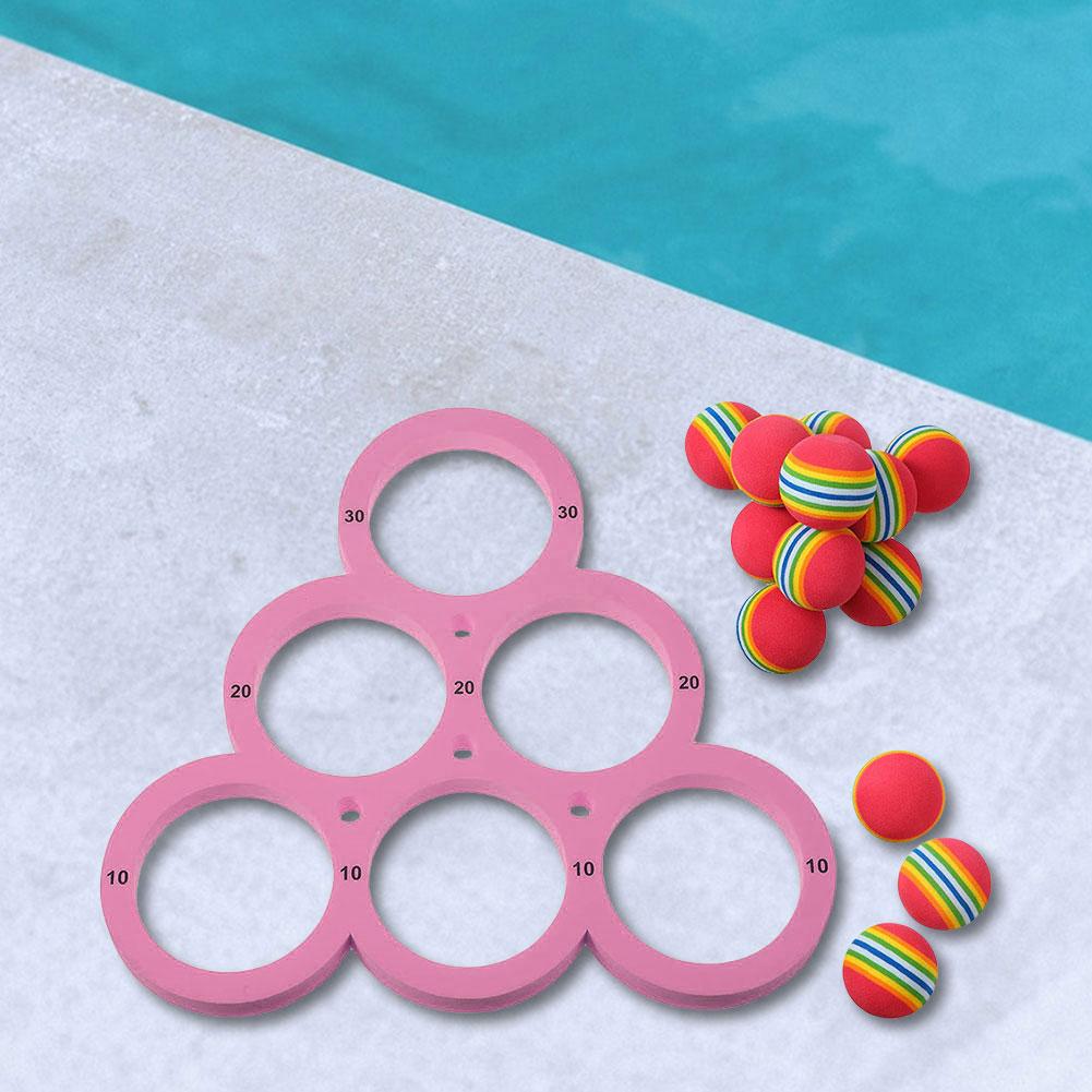 Funny Pool Floating Throwing Games With 12 Rainbow Balls Floating Toy Ring Floating Pool Game Toy For Summer Pool Party Beach