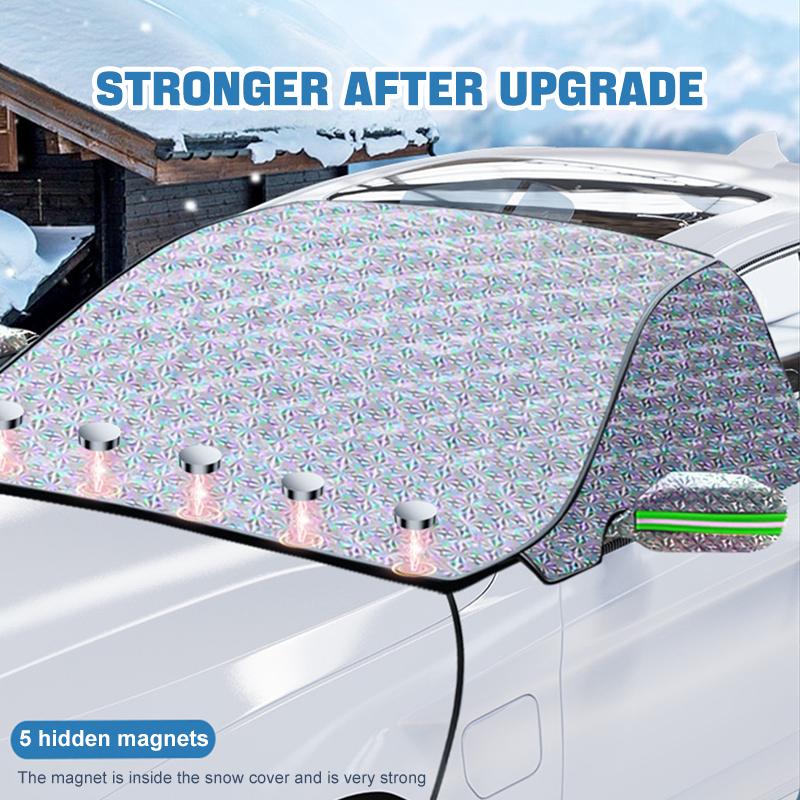 SEAMETAL Pokrowce na przednią szybę samochodu Zimowe pokrowce śniegowe Ochraniacz na lód Letni pokrowiec przeciwsłoneczny na samochód z taśmą odblaskową Bezpieczeństwo w nocy