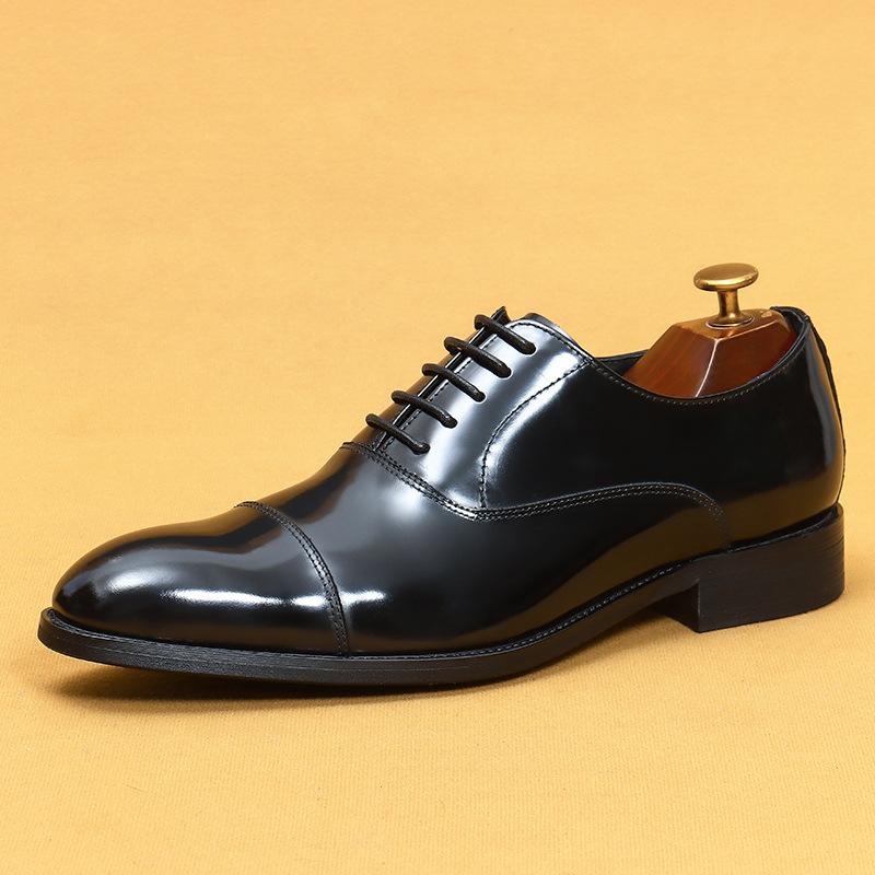 Zapatos de Cuero para Hombre Formales de Negocios de Cuero Puntiagudos Tres Articulaciones Zapatos Oxford Cuero Patentado Brillante Zapatos de Hombre