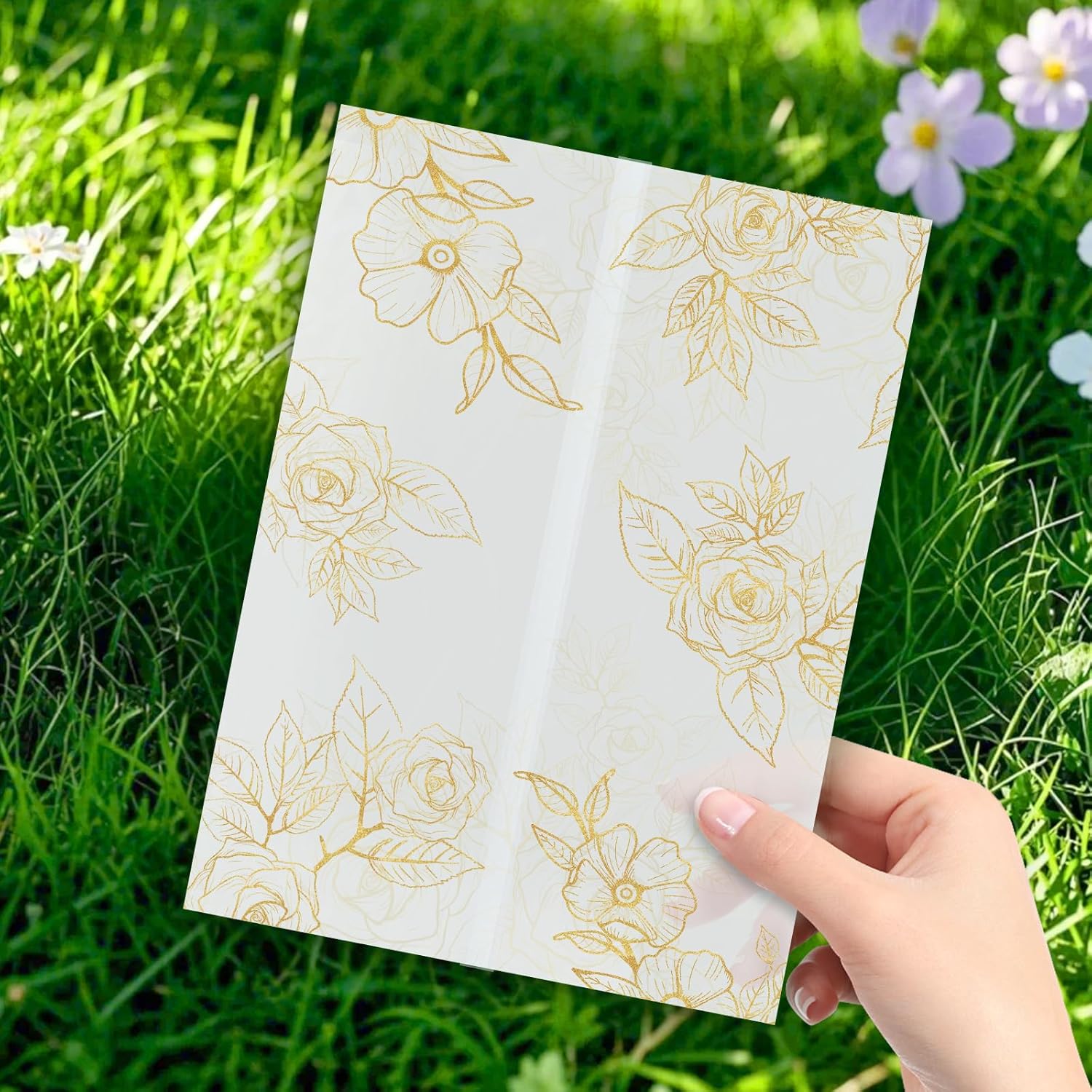 Vellum Jackets for 5x7 Envelopes For Invitations Wedding Invitation Envelopes Vellum Paper Kit Sleeves Pre-Folded Floral Wraps Jacket Wildflower for 50