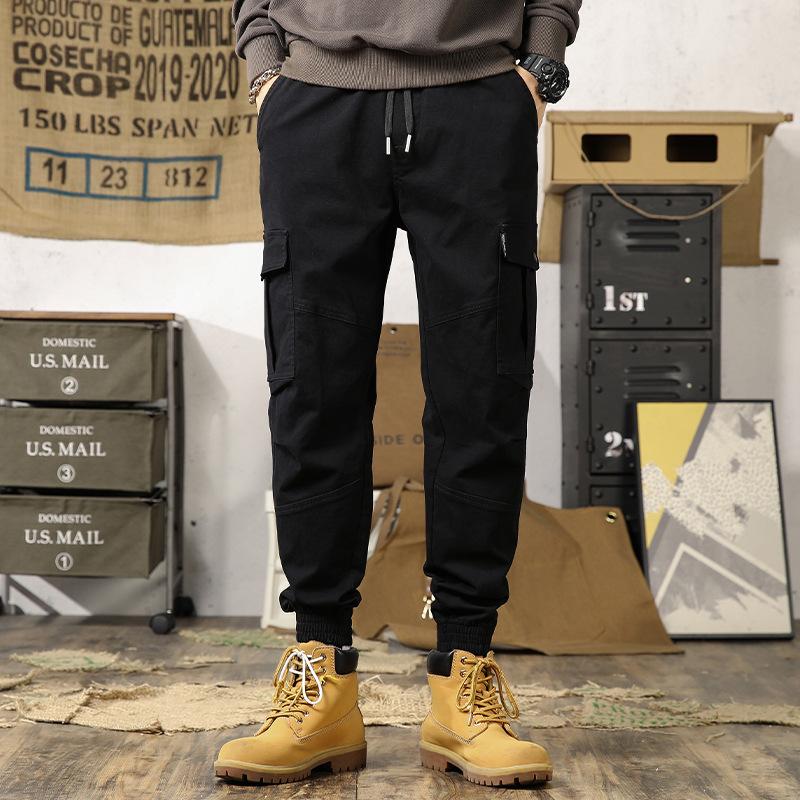 Tooling leggings casual pants men's trendy brand autumn and winter new loose ruffian handsome American military green trousers