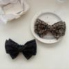 Leopard Print Double Layer Bow Hair Clip for Women - High Ponytail Accessory